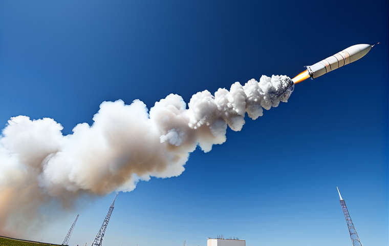 Rocket Launch**

"A powerful rocket ascending against a clear blue sky, leaving a trail of white exhaust. Ground view with launchpad infrastructure visible. The rocket features a streamlined design and prominent fuel tanks. Focus on the dynamism and scale of the launch. safe for work, appropriate content, fully clothed, professional, perfect anatomy, correct proportions, natural pose, professional photography, high quality"

**