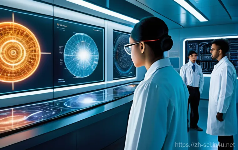 대통일 이론과 초대칭 - **Prompt:** A group of diverse scientists, men and women of various ethnicities, are deeply engrosse...